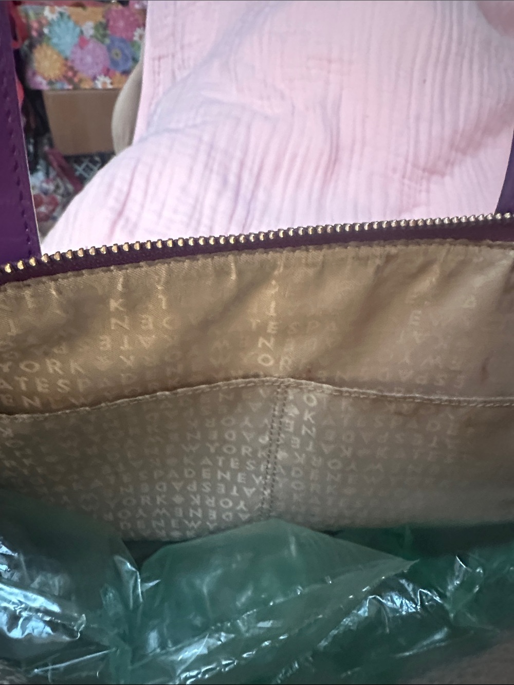 kate spade Purple Patent Tote with Bow Detail Like New - Picture 5 of 5